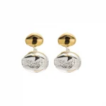 Close-up of brass gold-plated stud earrings showcasing elegant minimalist design.