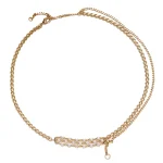 FY gold-plated adjustable chain necklace with cubic zirconia stones, layered with minimal pendants for everyday jewelry styling