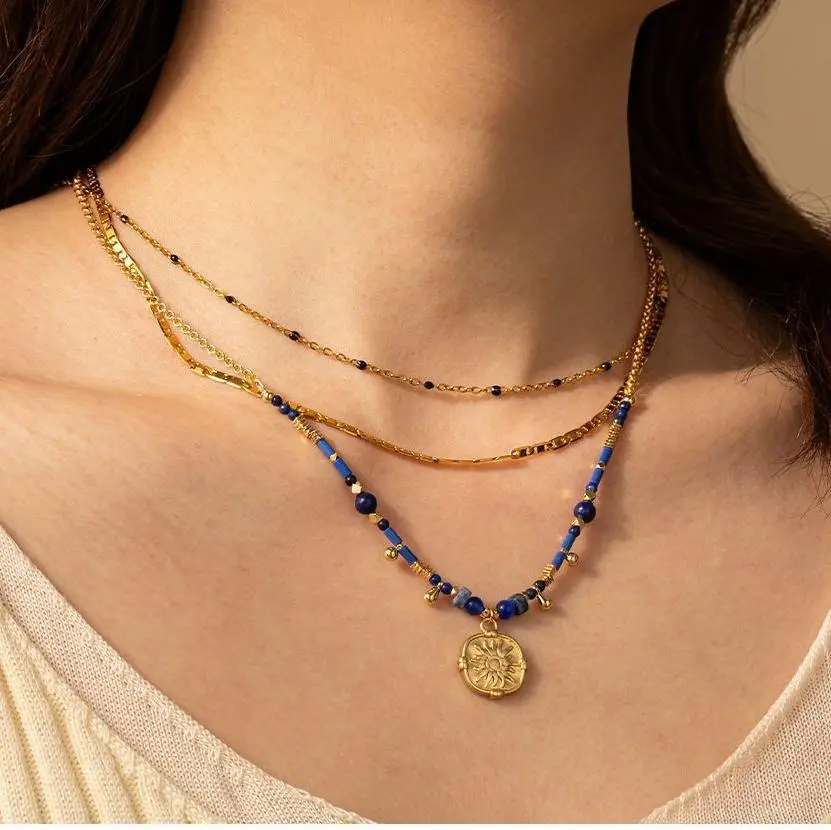 livke vintage lapis lazuli pendant necklace